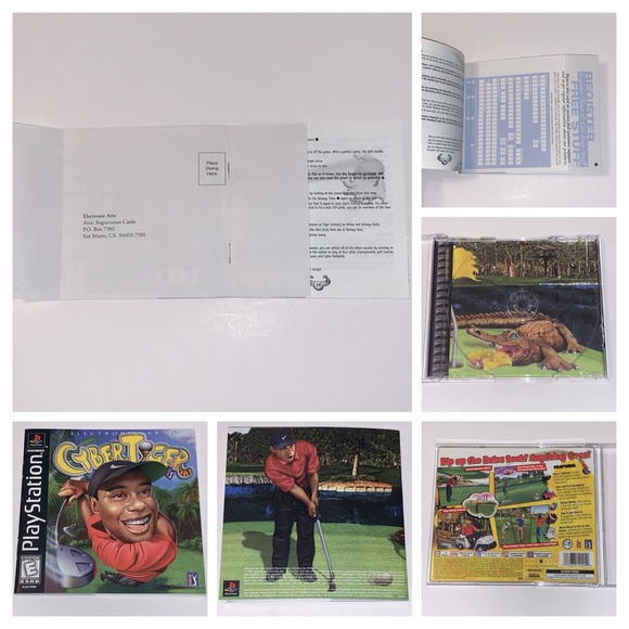 Cyber Tiger (PS1 1999 Playstation 1) Black Label CIB Reg Card w/ Gameplay Photos - Picture 5 of 6